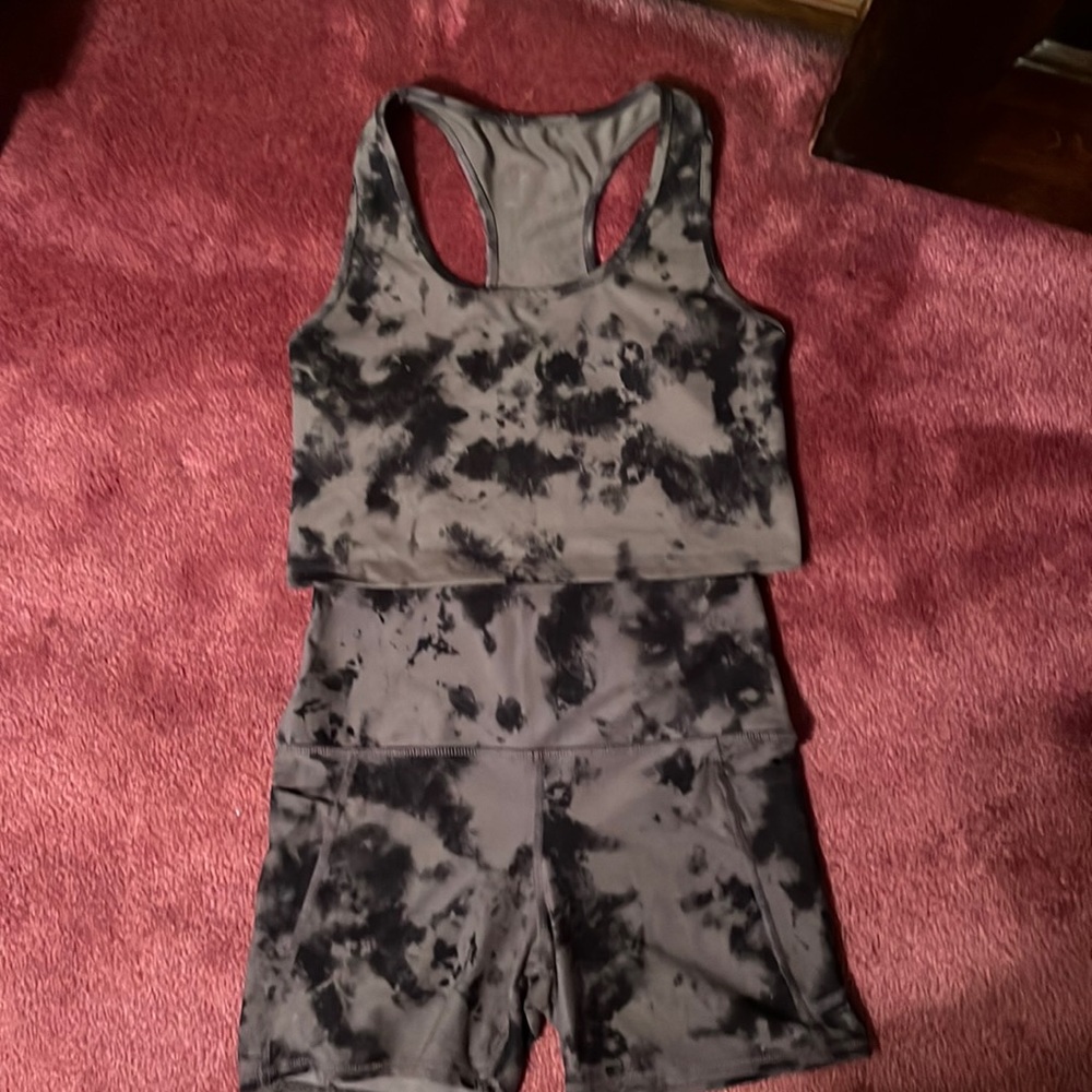 2 piece shorts and compression crop tank